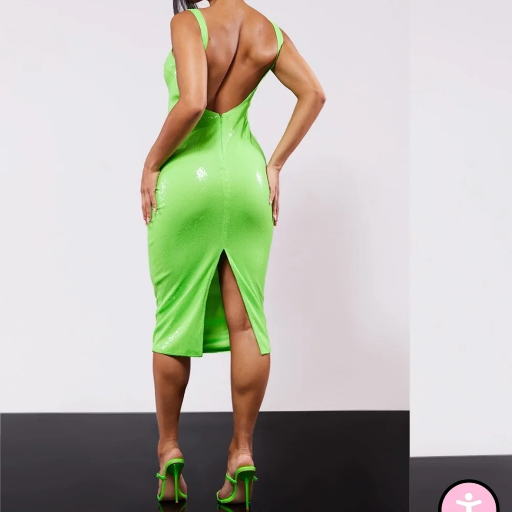 Brand New Lime Green Sequin Dress - Picture 2 of 5